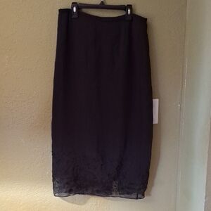 Talbots Gently Worn Black Mesh Midi Skirt